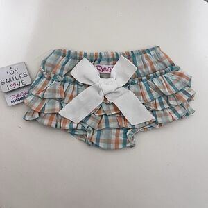 RuffleButts Presley Plaid Ruffled Bloomers Diaper Cover Girls Size 6-12 Months